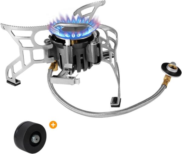 Bulin Gas Campingkocher Gaskocher mit Piezozündung Faltbarer Gaskocher Outdoor Windschutz Kocher Gasbrenner für Camping Trekking Hiking Picknick Wandern