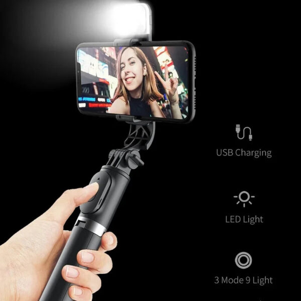 24e4762ad4c029f3 Xiaomi Selfie Stick 1m with Wireless Bluetooth LED Fill Light Extended Tripod with Remote Shutter for Android IOS Cellphone