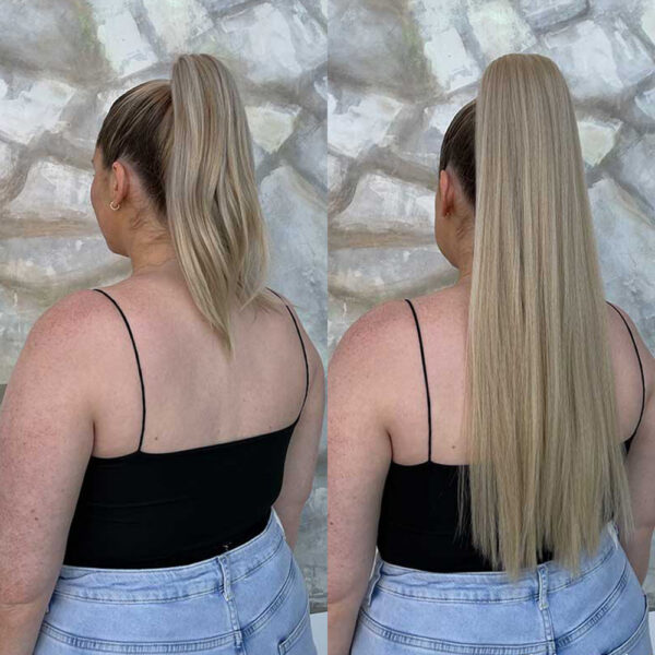 24f1129a969d07ab 34inches Synthetic Ponytail Hair Extension Clip in Fake Wig Hairpiece Blonde Wrap Around Pigtail Long Smooth Overhead Pony Tail