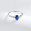 MODIAN 925 Sterling Silver Vintage Exquisite Basic Oval Blue Zirconia Finger Ring for Women Statement Ring Jewelry Gift