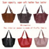 25180c22daa58855 Large Capacity Retro Tote Bag, Soft PU Leather Shoulder Bag, Stitching Handbag For Work Travel Shopping