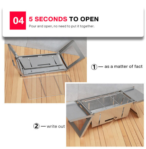 2537b505b844e90d Stainless Steel Folding Grill For Home And Outdoor Charcoal Kebabs less Portable Collapsible Barbecue