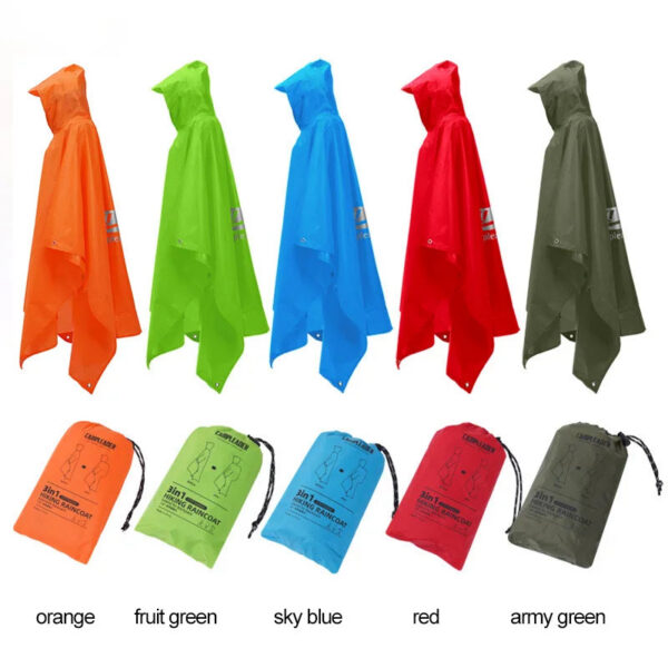 253d869c43885473 Outdoor 3 In 1 Raincoat Hooded Sleeve Waterproof Rain Poncho Motorcycle Rain Cover Camping Hiking Travel Portable Rainwear Tent