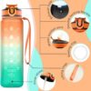 25431bf96154a2c6 1pc 1000ml Large Capacity Gradient Water Bottle,Water Bottle Straw 1 Litre Leakproof with Time Marker,for Sports Fiess