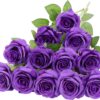 Artificial Rose Flower Dusty Rose Flower Silk Flowers 12 pcs with Long Stem Silk Roses Bouquet for Wedding Bridal Shower Party Home Decoration