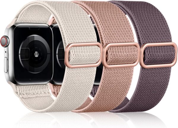 2559df874c1625b6 DaQin 3 Pack Elastic Bands Compatible with Apple Watch Band 45mm 44mm 49mm 42mm 41mm 40mm 38mm Women Men, Soft Nylon Solo Loop Straps for Apple Watch SE iWatch Series 9/8/7/6/5/4/3/2/1/Ultra/Ultra 2