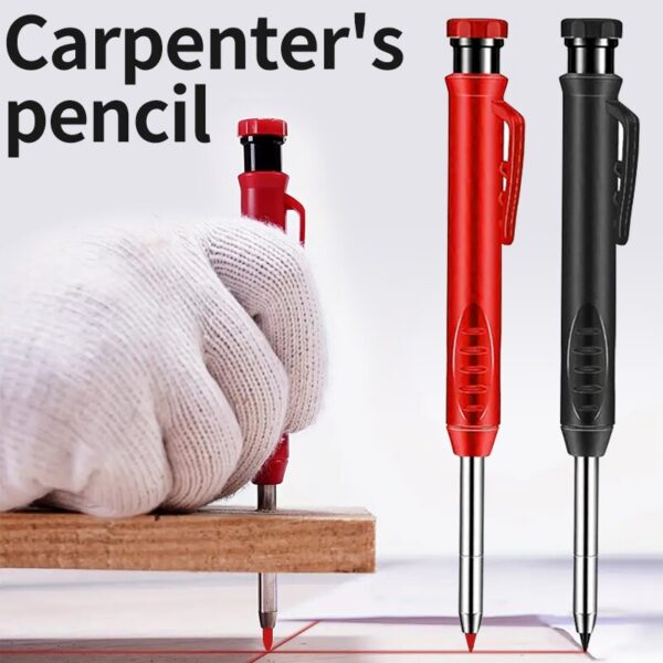 255d1bf0e3f68715 Carpenter Pencil Metal Long Head Deep Hole Professional Engineering Quick Drying Marker Graphite Woodworking Black Red Lineation