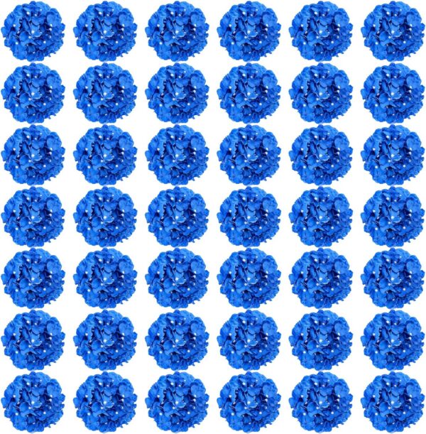 Auihiay 64pcs Silk Hydrangea Artificial Flowers, Artificial Hydrangea Flowers with Stems, Full Hydrangea Flowers for Wedding Centerpieces, Home, Garden, Party Decoration (Blue)