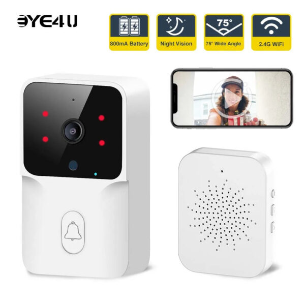 WiFi Video Doorbell Wireless Phone Two-way Intercom System IR Night Vision Doorbell Smart Home Security Door Bell Camera Monitor