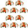 257e5347a6b268a2 NUPTIO Artificial Flower Centrepieces for Tables - 6 Pcs Crimson & White Fake Flowers Roses Balls 9.5in Diameter - Silk Faux Rose Arrangement for Wedding Party Centerpiece Table Decorations