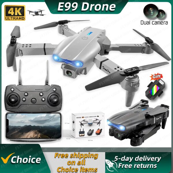 25a253801ff45ad2 New MINI E99Pro Drone 4K Professinal With Wide Angle Dual HD Camera Foldable RC Helicopter 5G WIFI FPV Height Hold Apron Sell