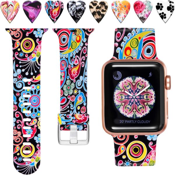 Laffav Compatible with Apple Watch Band 41mm 40mm 38mm iWatch Series 9 & Ultra 2 & SE & Ultra & Series 8/7/6/5/4/3/2/1 for Women Men, Colorful Jellyfish, M/L