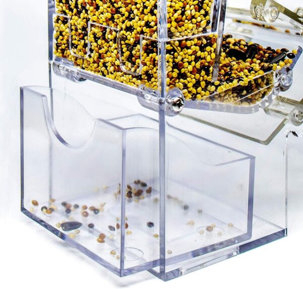Evursua No Mess Bird Cage Feeders Automatic Parrot Seed Tube Birds Cage Accessories for Parakeet Canary Cockatiel Finch,Free Install,No Fragile