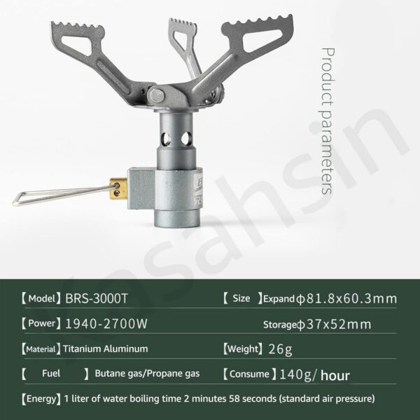 Kader Camp Stove 3000T Ultra-light 25g Titanium Alloy Camping Stove Gas Stoves Outdoor Cooker Outdoor Stove Gas Stove Portable for Picnic (Brs-3000T)
