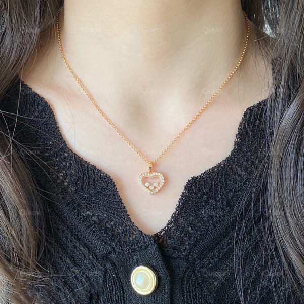 Sweet Romantic Sterling Sier Three Diamond Rotating Heart Necklace for Women's Simple Fashion Brand Jewelry Gift