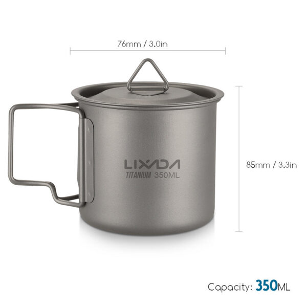 Lixada Ultralight Titanium 300/350/550/650ml Outdoor Cup Camping Picnic Water Mug Tableware with Foldable Handle