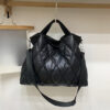 25d45987d1b98514 Trendy Puffer Quilted Tote Bag, Rhombus Nylon Shoulder Bag, Soft Padded Handbag For Women