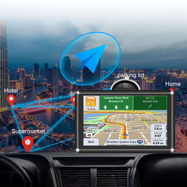 25d681e203d36631 5 Inch Car Truck Navigation FM Transmitter GPS Navigator 256MB+8G Free Update Europe Australia North America Map USB TF
