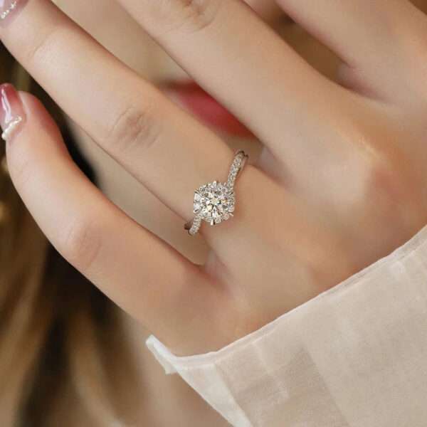 0.5/1CT Moissanite Engagement for Women D Color Sparkling Lab Diamond Fine Jewelry S Sier Rings Original Certified