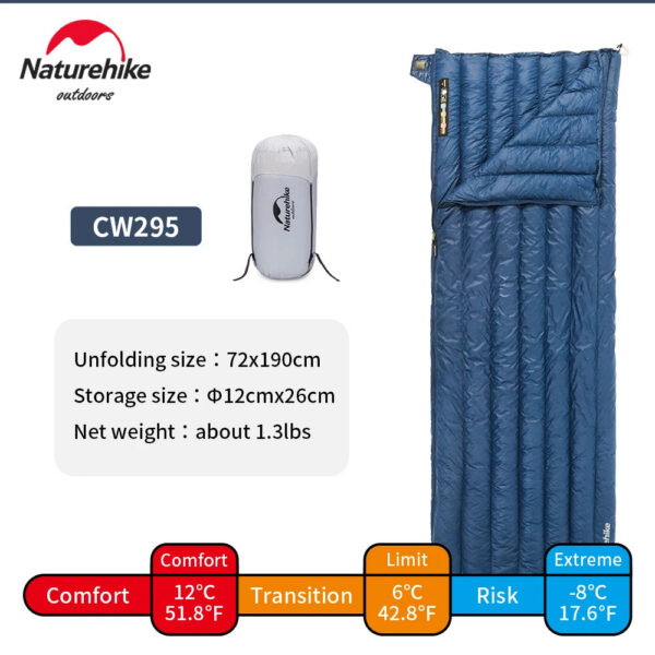 Naturehike Sleeping Bag CW295 Duck Down Sleeping Bag Ultralight Waterproof Winter Envelope Sleeping Bag Camping Sleeping Bag