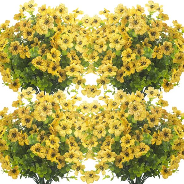 260082a401162651 Grunyia 10 Bundles Artificial Flowers Outdoor UV Resistant Fake Flowers No Fade Faux Plants Garden Porch Window Box Decorating (White)