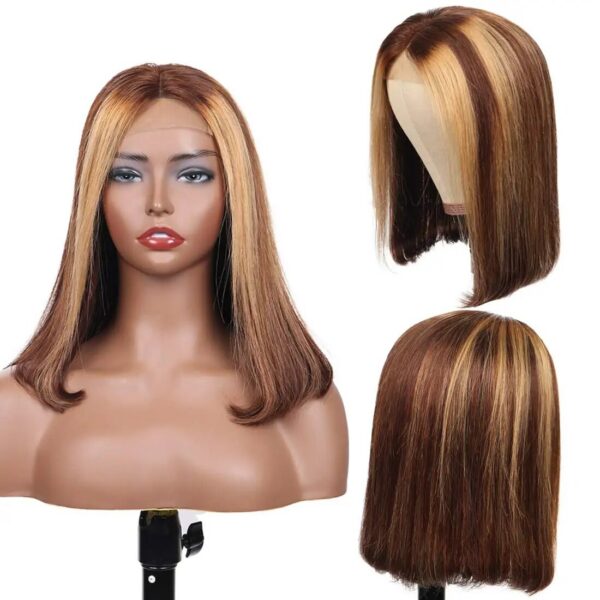2604e80595ed3d58 Highlight Pre Plucked Short Straight Bob Lace Front Human Hair Wigs Piano Cheap Wig On Clearance Seal