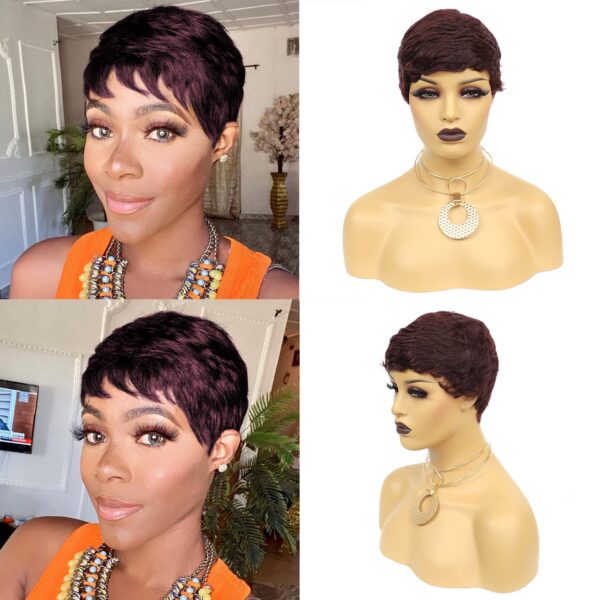 Short Straight Wigs Natural Color Brazilian Remy Pixie Cut Cheap Human Hair Wig For Black Women MYLOCKME