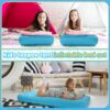 Kids Sleeping Pad for Camping Air Bed Flocked Surface with Inflatable Pillow Camping Air Mattress for Backpacking Travel Sleepover Outdoor Tent Guest(Sky Blue)