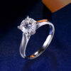With Certificate White Gold Color Rings for Women 2.0ct Round Zirconia Diamond Solitaire Ring Wedding Band Engagement Bridal