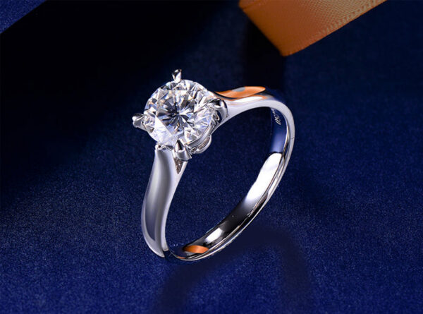 With Certificate White Gold Color Rings for Women 2.0ct Round Zirconia Diamond Solitaire Ring Wedding Band Engagement Bridal