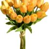Mandy's 20pcs Red Artificial Tulip Silk Fake Flowers 13.5" for Mother's Day Easter Valentine’s Day Gifts in Bulk Home Kitchen Wedding Decorations