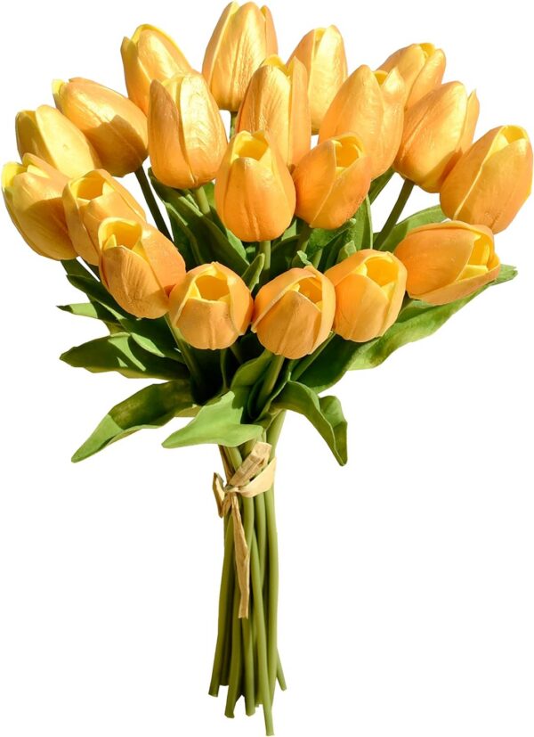 Mandy's 20pcs Red Artificial Tulip Silk Fake Flowers 13.5" for Mother's Day Easter Valentine’s Day Gifts in Bulk Home Kitchen Wedding Decorations