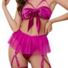 Lilosy Sexy Push Up Garter Skirt Strappy Lingerie Set