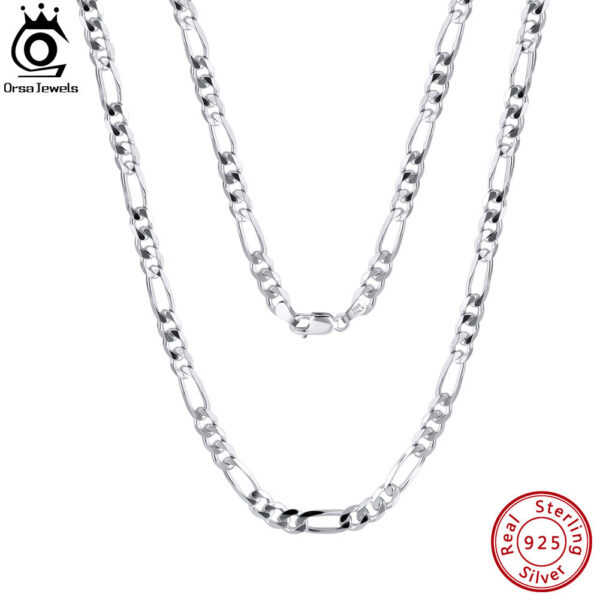 262a82edfe9dcf7b ORSA JEWELS Handmade Italy Diamond-Cut Figaro Necklace Genuine Sterling Sier Man Woman Neck Chain Jewelry Gift SC34
