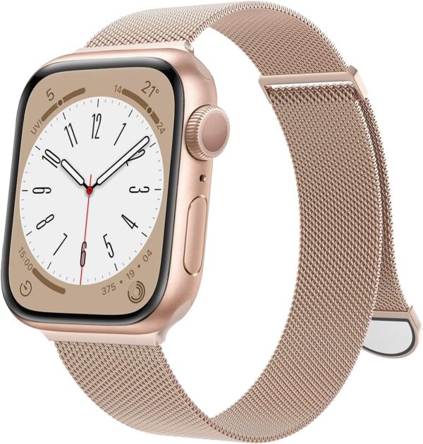 2649cdceb24f0d0a OULUOQI Compatible with Apple Watch Band Series 9, Ultra/Ultra 2, SE 8 7 6 5 4 3 2 1 38mm 40mm 41mm 42mm 44mm 45mm 49mm Women and Men, Stainless Steel Milanese Loop Magnetic Clasp Replacement for