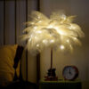 Table Lamp LED Night DIY Creative Warm Light Tree Feather Lampshade Wedding Home Bedroom Decor with Remote Control