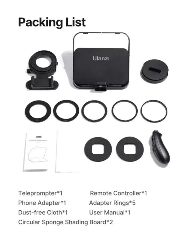 Ulanzi RT02 Teleprompter Portable Mini Collapsible Prompter for Tablets DSLR Laptop Camera Phone Live Streaming Video Recording
