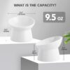 White Small Ceramic Raised Cat Bowls, Tilted Elevated Food or Water Bowls, Stress Free, Backflow Prevention, Dishwasher and Microwave Safe, Lead & Cadmium Free