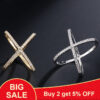2680fd4d71fe8aa8 New Design X shape Cross for Women Sterling Sier Diamond Statement Infinite Ring with Micro Paved Trendy Jewelry