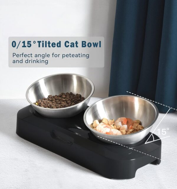 268cadfbcf25d767 Cat Bowls - Elevated Cat Food Bowls, Anti Vomiting Cat Bowl Set, Stainless Steel Cat Bowls,Cat Bowls for Food and Water, Raised Cat Bowls for Indoor Cats, Orthopedic Cat Bowl