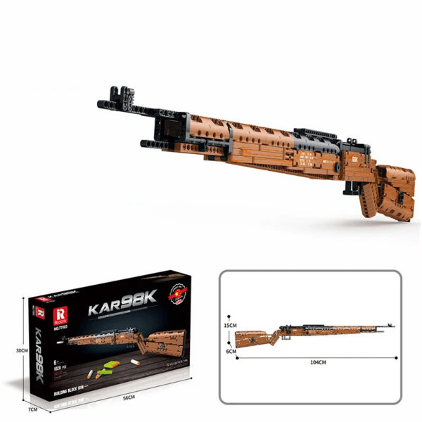 268d98d8f847bf22 1028PCS Kar98K Building Block Model Can Shoot Heavy Sniper Rifle Assemble Bricks WW2 Weapons Series Children's Educational Toys