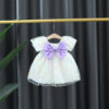 2690a3a783ea94fb New Summer Colorful Baby Girls Party Dresses Sweet Bow Children Clotehs Puff Sleeves Toddler Kids Costume 0 To 3 Years Old