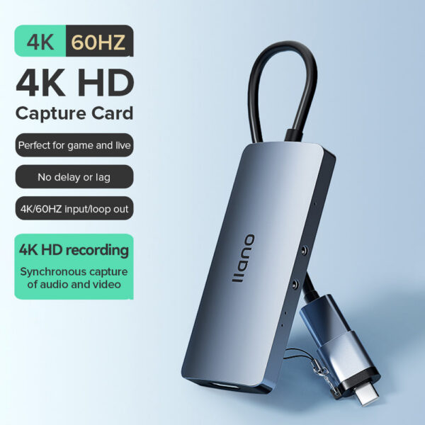 Llano 2 In 1 Video 4K 1080P 60FPS, HDMI to USB 3.0 /Type-C Input Loopout Capture Card for Streaming Work