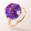 HOYON Rose Gold Brazilian Natural amethyst Six claw Temperament Colorful Gem Diamond Style Opening Ring