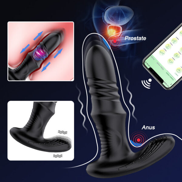 26c4920f412ad28e APP Control Thrusting Butt Plug Prostate Massager Telescc Perineum Anal Vibrator Gay Adult Goods Sex Toy for Men