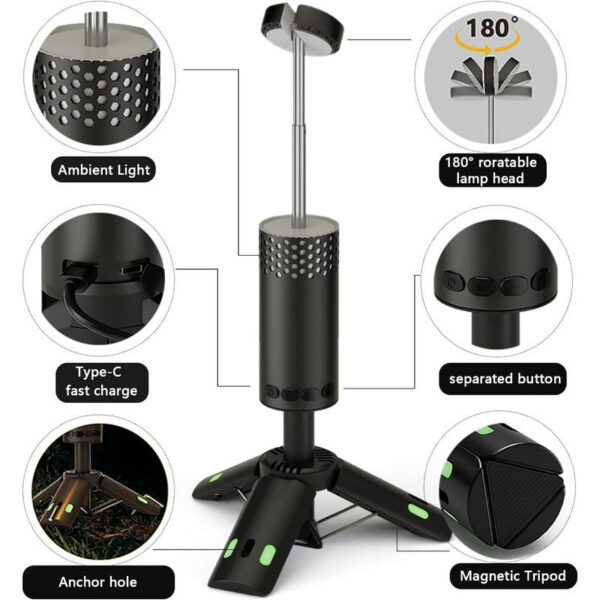 26d75a619b48d590 Telescc Lantern 10000mAh Magnet Tripod Base Lightweight LED Adventure Hiking Fishing Tents Campsite Ambiance Camping Light