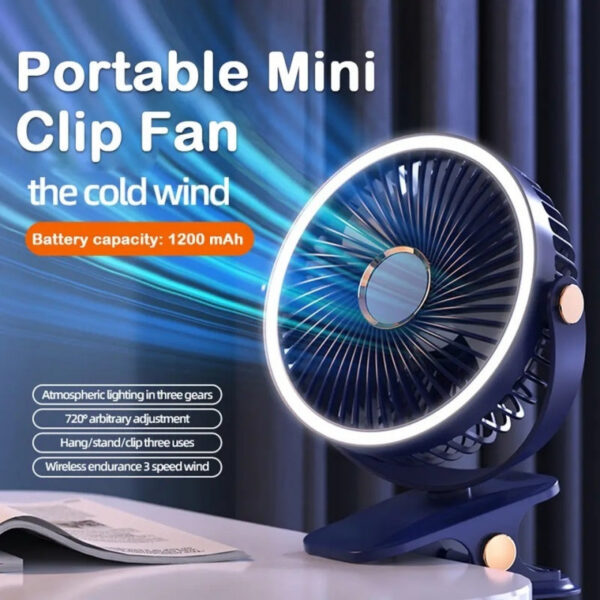 Camping Fan8000mAh Rechargeable Desktop Portable Air Circulator Wireless Ceig Electric With LED Light Clip-on Home Fan