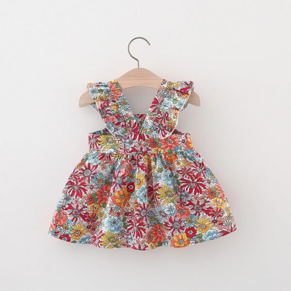 26f76c4dbd532a3f 2Pcs/Set Summer Baby Girl Dress Soft Thin Clothes Fashion Floral Sleeveless Children Clothing 0-3 Y Toddler Beach Dresses + Bag
