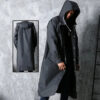 Fashion black adult windbreaker style waterproof long raincoat women's men's hooded outdoor motorcycle, bicycle, hiking, fishing