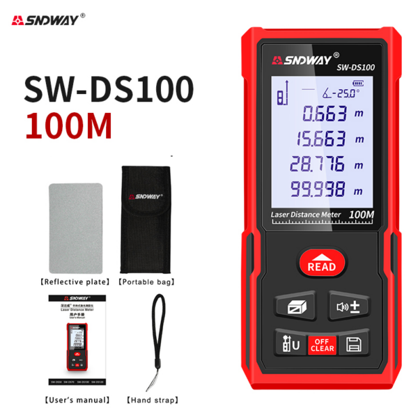 271c6d53ece1b90b SNDWAY Laser Meter 50m 70m 100m 120m Rangefinder Digital Range Finder Trena Roulette Ruler Distance Measuring Tape